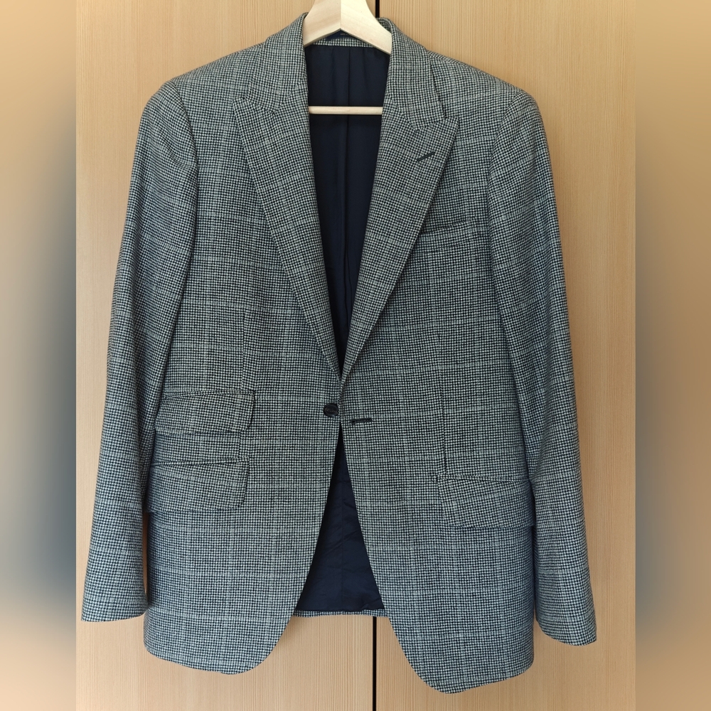 Massimo Dutti Black and White Checkered Blazer